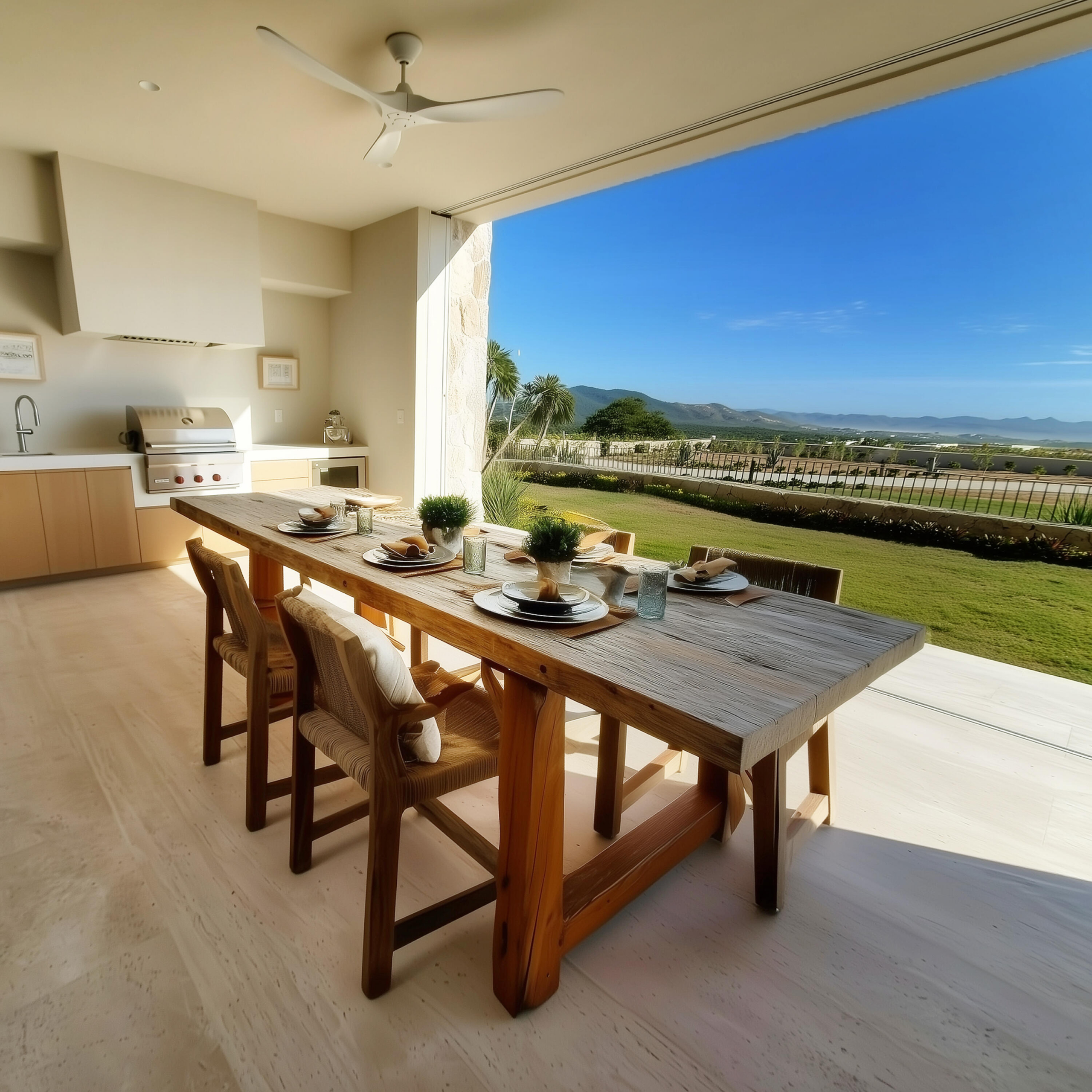 Querencia Section 6- Las Verandas A rare, highly upgraded, fully furnished garden residence in Querencia. Verandas C-101 offers generous living spaces that open to a large private terrace and grassy garden--an uncommon feature within the community. Contemporary architecture and custom-made furniture are paired with a calm, grounding interior designed with natural materials, custom wood furnishings, clay accents, upgraded flooring, and enhanced interior doors throughout. This residence features a fully upgraded kitchen with new appliances and a 42-inch wine cellar, along with thoughtfully finished bathrooms that include double-sink vanities and elevated finishes. Ceiling fans are installed in all bedrooms. A private in-unit elevator gives you direct access to the parking garage below, to your two parking spaces, and an oversized private storage room included with the home. This residence was delivered new with a comprehensive package of builder-selected upgrades totaling for sale