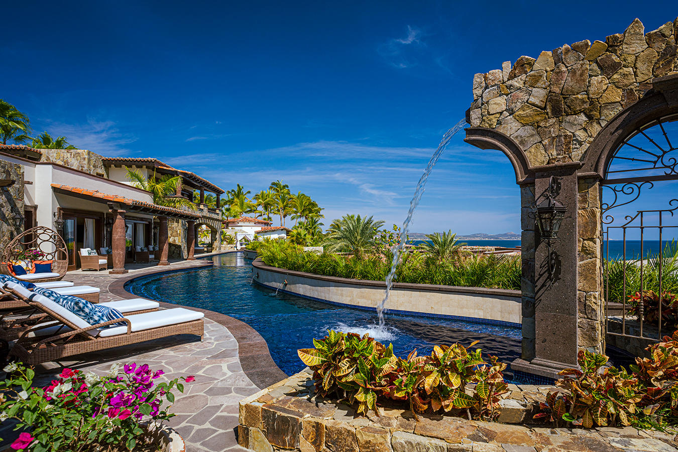 Querencia Section 4- Las Canadas Discover refined indoor-outdoor living at Cañada 9, set within Querencia, San Jose del Cabo's premier private golf community. Soaring beamed ceilings, walls of pocket glass, and luminous marble floors define an open great room that flows effortlessly to the terrace, infinity-edge pool, and stone-clad water feature -- all framed by panoramic Sea of Cortez and mountain for sale