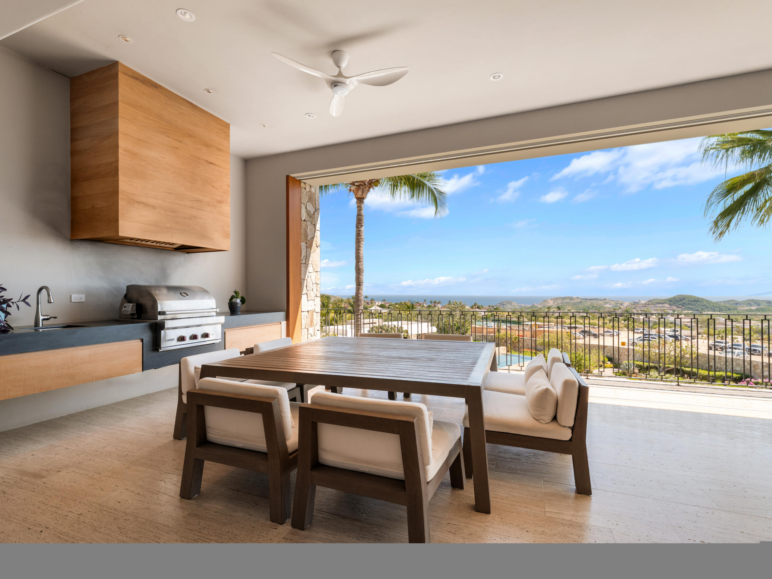 Querencia Section 6- Las Verandas Discover refined living in Verandas B-201, a beautifully appointed 4-bedroom, 4.5-bath residence ideally located within Querencia's most sought-after enclave. This elegant second-floor home seamlessly combines modern luxury with the warmth of coastal living, offering expansive interior and exterior spaces designed for both relaxation and entertainment.B-201 has been thoughtfully modified to include a private maid's/nanny's quarters and a dedicated office, enhancing functionality and versatility for full-time residents or those seeking additional service and work space. The open-concept layout flows from a chef's kitchen to the generous living and dining areas, all extending toward an oversized covered terrace that captures panoramic ocean, golf course, and desert for sale