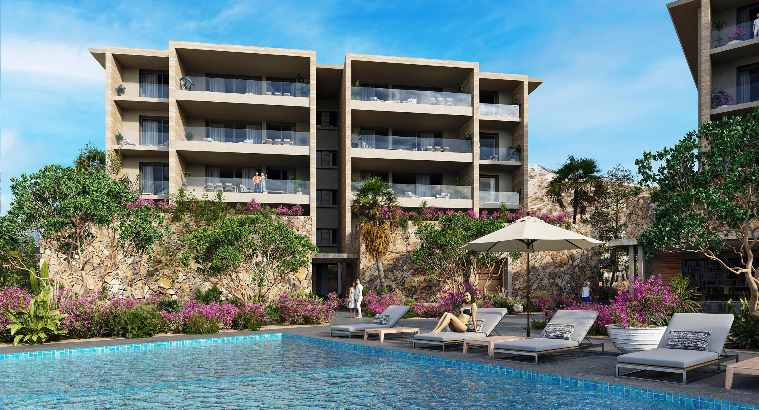 Querencia La Reserva At Querencia Welcome to La Reserva in Los Cabos Querencia, by Tempo Development. This sixteen-unit boutique development sits on two-acres and is due for completion in spring 2026. These three-bedroom, plus study residences or four-bedroom are carefully designed with on-site amenities, including the owners' indoor-outdoor fitness center, heated pool with jetted-spa, and owner's lounge. Residence B-301 is a four-bedroom unit on the third floor. Querencia offers a Tom Fazio golf course and club amenities. La Reserva is in the Horizantes subdivision, three minutes from the entry gate and beach club, and five minutes to the club village. See Supplement Features:Other features include an open floor-plan, ten foot high ceilings, professional kitchen with waterfall island and laundry room. The finishings reflect the natural surroundings with travertine marble floors, Parota and Oak wood cabinets and doors, neutral color pallet, and flagstone rock walls. The air-conditioned space is 2,800 square feet plus a terrace area of 667 square feet. Owners qualify to apply for a social or golf membership. Querencia recently completed its owners beach club with easy access from within the gates. La Reserva has been mindfully designed by Carranza Ruiz Arquitectos and developed by Tempo Development.Construction began March of 2024.Ask about the outdoor grill station, wine fridge, hurricane shutters and outdoor fire-pit upgrades.Water purification provided for each building. A gas generator will be provided for each unit. for sale