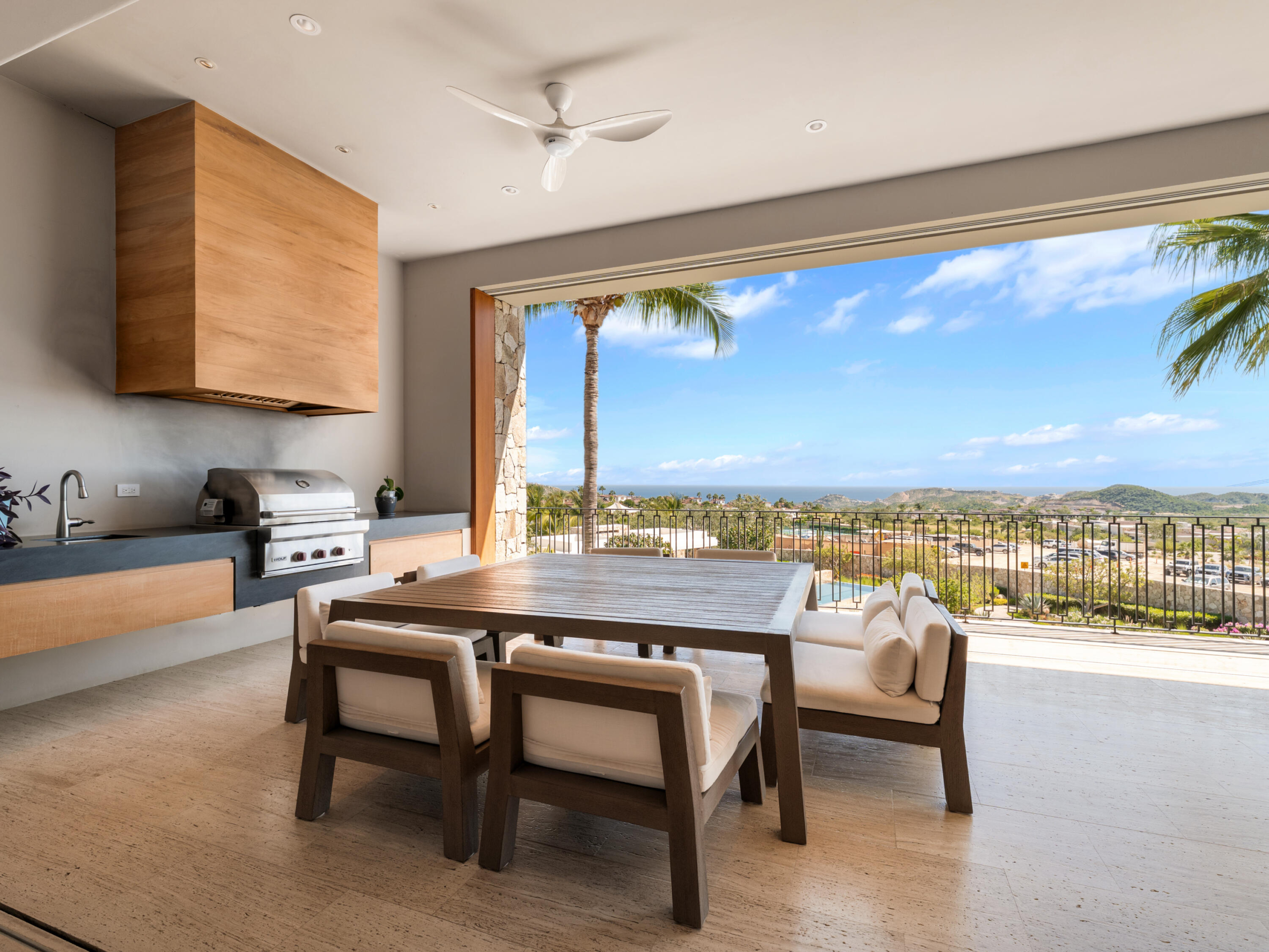 Querencia Section 6- Las Verandas Discover refined living in Verandas B-201, a beautifully appointed 4-bedroom, 4.5-bath residence ideally located within Querencia's most sought-after enclave. This elegant second-floor home seamlessly combines modern luxury with the warmth of coastal living, offering expansive interior and exterior spaces designed for both relaxation and entertainment.B-201 has been thoughtfully modified to include a private maid's/nanny's quarters and a dedicated office, enhancing functionality and versatility for full-time residents or those seeking additional service and work space. The open-concept layout flows from a chef's kitchen to the generous living and dining areas, all extending toward an oversized covered terrace that captures panoramic ocean, golf course, and desert for sale